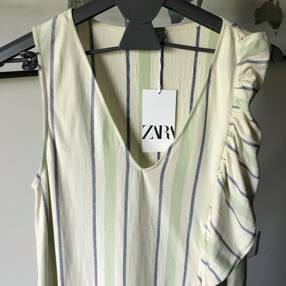 ZARA Rustic Dress with Ruffle Trim. Midi Dress. - Picture 2 of 7